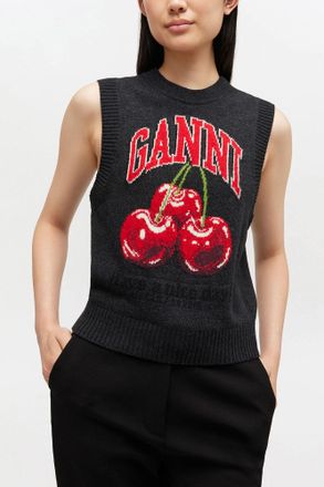 Ganni Mixed Graphic Wool Vest