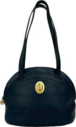Dior Navy Leather Shoulder Bag Tote Bag (Pre-Owned)