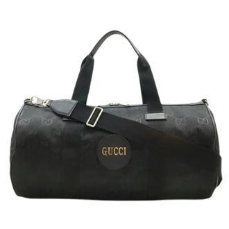 Gucci Pre-owned Vintage Boston Tas - unisex - Vintage Weekendtas - Zwart - ONE Size - Nylon - Vintage