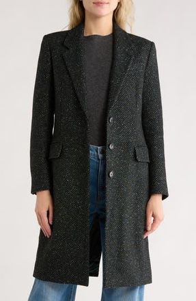 BOSS Catara Longline Tweed Coat in Black Multi at Nordstrom Rack, Size 8