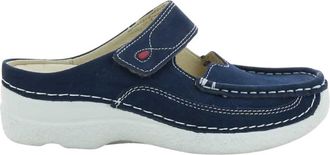 Wolky Schoenen, Dames, Blauw, 41 EU, Wol, Blauwe Slipper Roll Schoenen