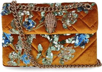 Kurt Geiger BORSA A TRACOLLA VELVET MINI KENSINGTON MUSTARD KURT GEIGER