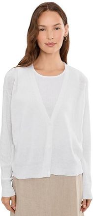 Eileen Fisher Organic Linen Cotton V-Neck Cardigan Womens Sweater White : XL, Cotton/Linen