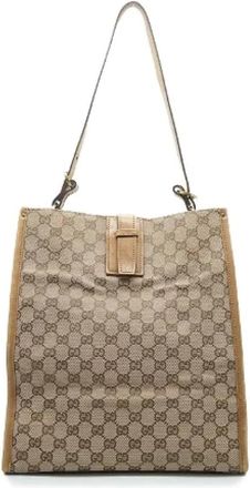 Gucci Pre-owned Tote Bags, female, Brown, Size: ONE SIZE Pre-owned Canvas handbags