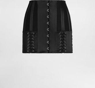 Dolce & Gabbana Stretch Satin Miniskirt - Woman Skirts Black Satin 36
