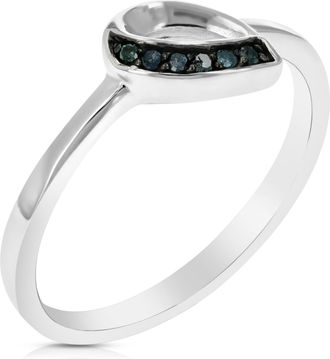 Vir Jewels 1/20 cttw Blue Diamond Pear Ring.925 Sterling Silver with Rhodium