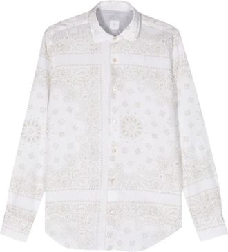Eleventy Paisley Print Button-Up Overhemd - Heren - Casual Overhemden - Beige - L - Katoen - Overhemden