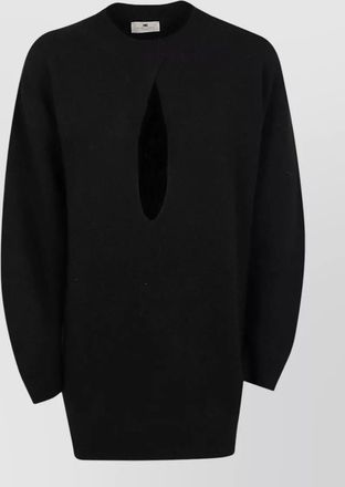 Elisabetta Franchi wool cashmere ribbed cutout long-sleeve knee-length knit dress