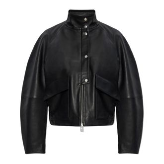 By Malene Birger Suzanne Leren Jas - Dames - Leren en Su&egrave;de Jassen - Zwart - XS - Leer - Jassen