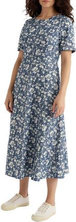 Seasalt Cornwall Fox Path Organic Cotton Floral Dress in Mallow Vine Indigo at Nordstrom, Size 12