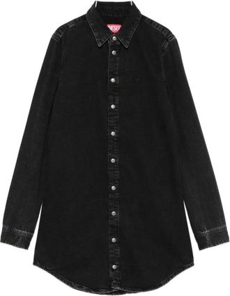 Diesel Kleedjes, Dames, Zwart, M, Denim, Denim Shirt Mini Jurk