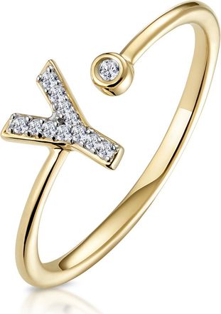 The Diamond Store Diamond Initial Y Ring 0.07ct set in 9K Gold