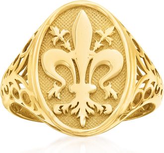 Ross-Simons Italian 14kt Yellow Gold Fleur-De-Lis Signet Ring