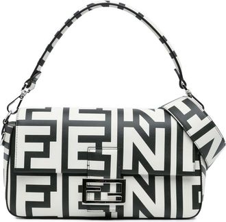 Fendi Pre-owned Fendi Marc Jacobs Nappa Vitello King Logo Print Baguette Phone Pouch Satchel 8BR600 AMWQ 229 0501