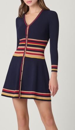 Shoshanna Multi Stripe Knit Pauli Dress in Navy Multi at Nordstrom, Size X-Small