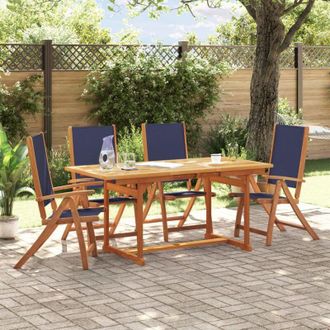 vidaXL Juego Comedor De Jard&iacute;n 5 Pzas Madera Maciza Acacia Y Textileno Vidaxl