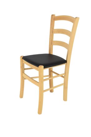Tommychairs Tommychairs Silla Venice En Haya Color Natural, Asiento Polipiel Negra