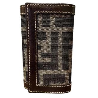 Fendi Pre-owned Accessories, female, Brown, Size: ONE SIZE Pre-owned Zucca Canvas Leather Key Case