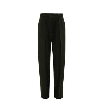 Victoria Beckham Zwarte Wollen Getailleerde Broek - Dames - Straight fit broeken - Zwart - XS - Wol - Broeken