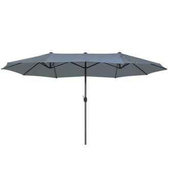Beliani Sombrilla De Jard&iacute;n Tela Gris Oscuro Aluminio 247 Cm Poste De Metal Sibilla