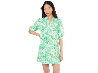 Lilly Pulitzer Mialeigh Elbow Sleeve Linen Womens Clothing Resort White Monarch Rose : 10