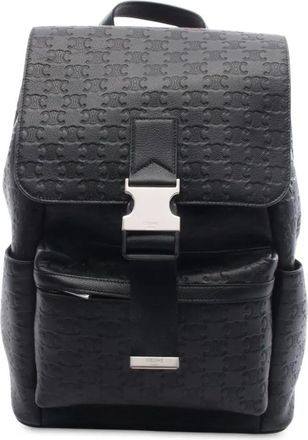 Celine 2010-2025 Embossed Calfskin Triomphe backpack - Black
