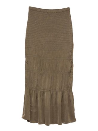 By Malene Birger Ilona shirred ruffled maxi skirt - Groen