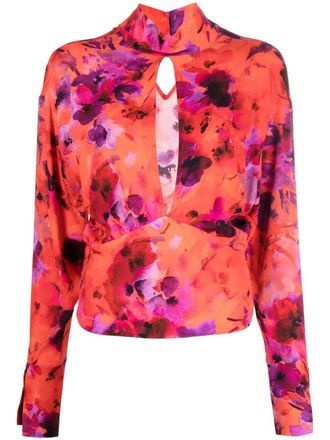 Patrizia Pepe Blouse met bloemenprint - Oranje