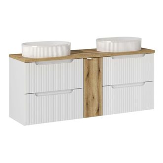 Petits Meubles Mueble lavabo 4 cajones estratificado Blanco marr&oacute;n