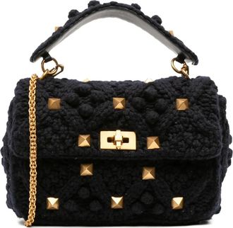 Valentino Garavani 2021-2025 Large Knit Roman Stud satchel - Blauw