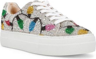 Betsey Johnson Sidny Crystal Pavé Platform Sneaker in Light Multi at Nordstrom, Size 9.5