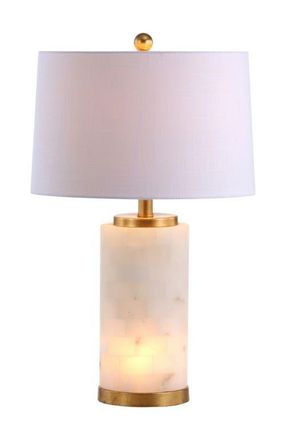 Jonathan Y Designs Eliza 25.5 Alabaster LED Table Lamp, White/Gold Leaf in White/Gold Leaf at Nordstrom