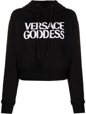 Versace Versace Goddess logo hoodie - women - Cotton/Polyester/Cotton - 38 - Black