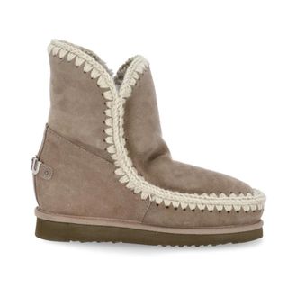 Mou Winter Boots, female, Gray, Size: 10 US Grey Shearling Boots with Wool Stitching