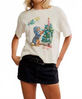 Free People Womens Merry Meowy Tee In Cream