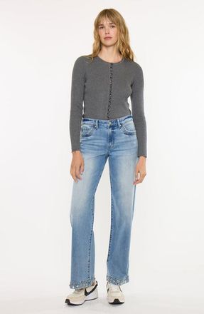 Kancan Ditzy Low Slung Baggy Wide Jeans in Medium Wash at Nordstrom, Size 27