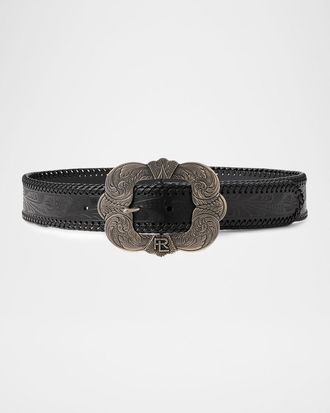 Ralph Lauren Collection Embossed Leather Western Belt
