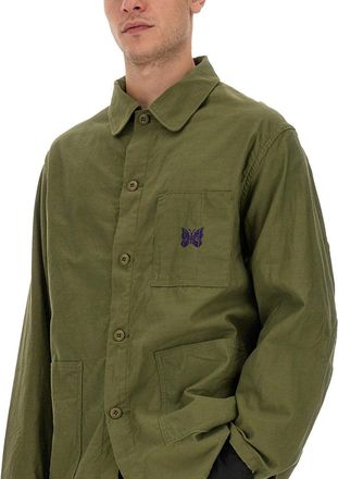 Needles Logo-Embroidered Cotton Shirt - Green