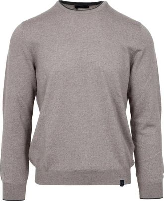 Fay Trui met ronde hals - Heren - Ronde hals truien - Grijs - L - Wol - Truien & Vesten