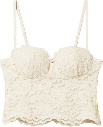 Twin-Set Scalloped Macram&eacute; Bustier Top - Dames - Tops zonder mouwen - Wit - S - Katoen - Tops