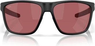 Costa Ferg 62mm Polarized Pillow Sunglasses in Matte Black /Rose 580G at Nordstrom