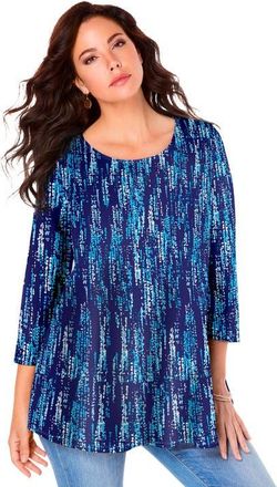 Roaman's Plus Size Ultimate Three Quarter Sleeve Swing Tee in Navy Speckle at Nordstrom, Size 12