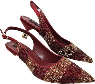 Generic Womens Satin Pointy Toe Pumps and Clutch Bag Set Sparkly Rhinestone Decoration for Evening Party Wedding