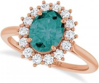 Allurez Oval Lab Grown Alexandrite & Diamond Halo Ring 14K Rose Gold (2.02ct)