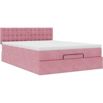 vidaXL Estructura Cama Otomana Colch&oacute;n Terciopelo Rosa 140x200cm Vidaxl
