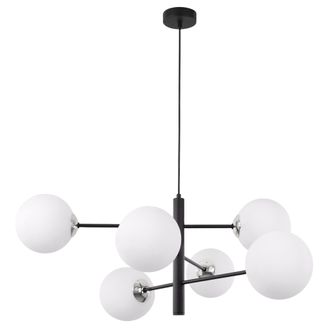 OEM L&aacute;mpara Colgante Vicenza Cromo Negro 6 Pantallas Planas Blancas E14