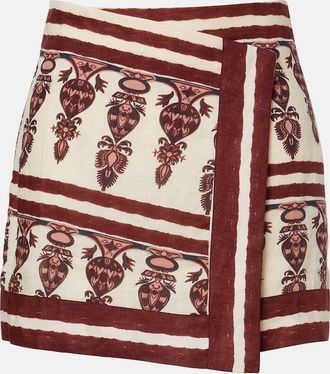 Johanna Ortiz Printed linen wrap skirt