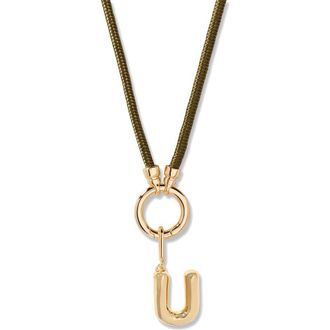 Brook & York Kai Initial Charm Necklace in Gold/Olive U at Nordstrom