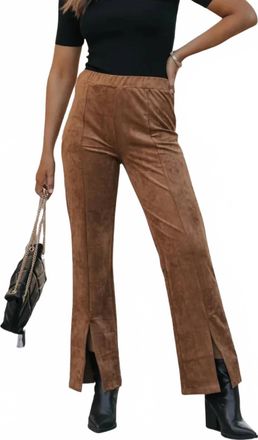 Wishlist Front Slit Suede Pants In Dark Mocha