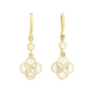 Jan Leslie Petal Gemstone With 18K Gold Overlay Sterling Drop Earring in White at Nordstrom